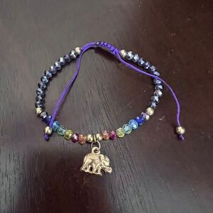 Colorful Beaded Elephant Charm Bracelet